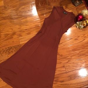 JONES NEW YORK Brown Faux Wrap Dress